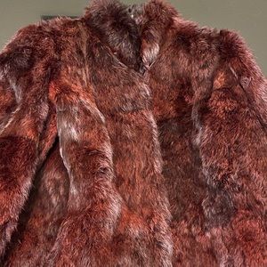 Burgundy Vintage Rabbit Fur Coat